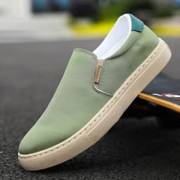 image-Men's Canvas Slip-On Casual Shoes - Size 48