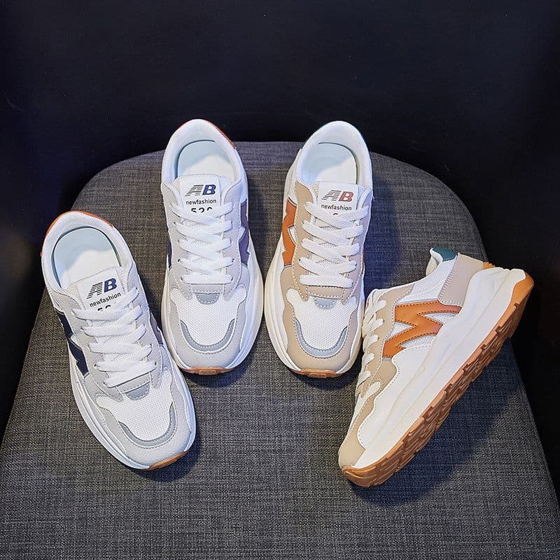 image-Women's Platform Sneakers - White Mesh Breathable Casual Shoes