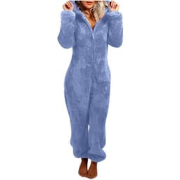 image-Women's Hooded Jumpsuit Fleece - Light Purple 5XL
