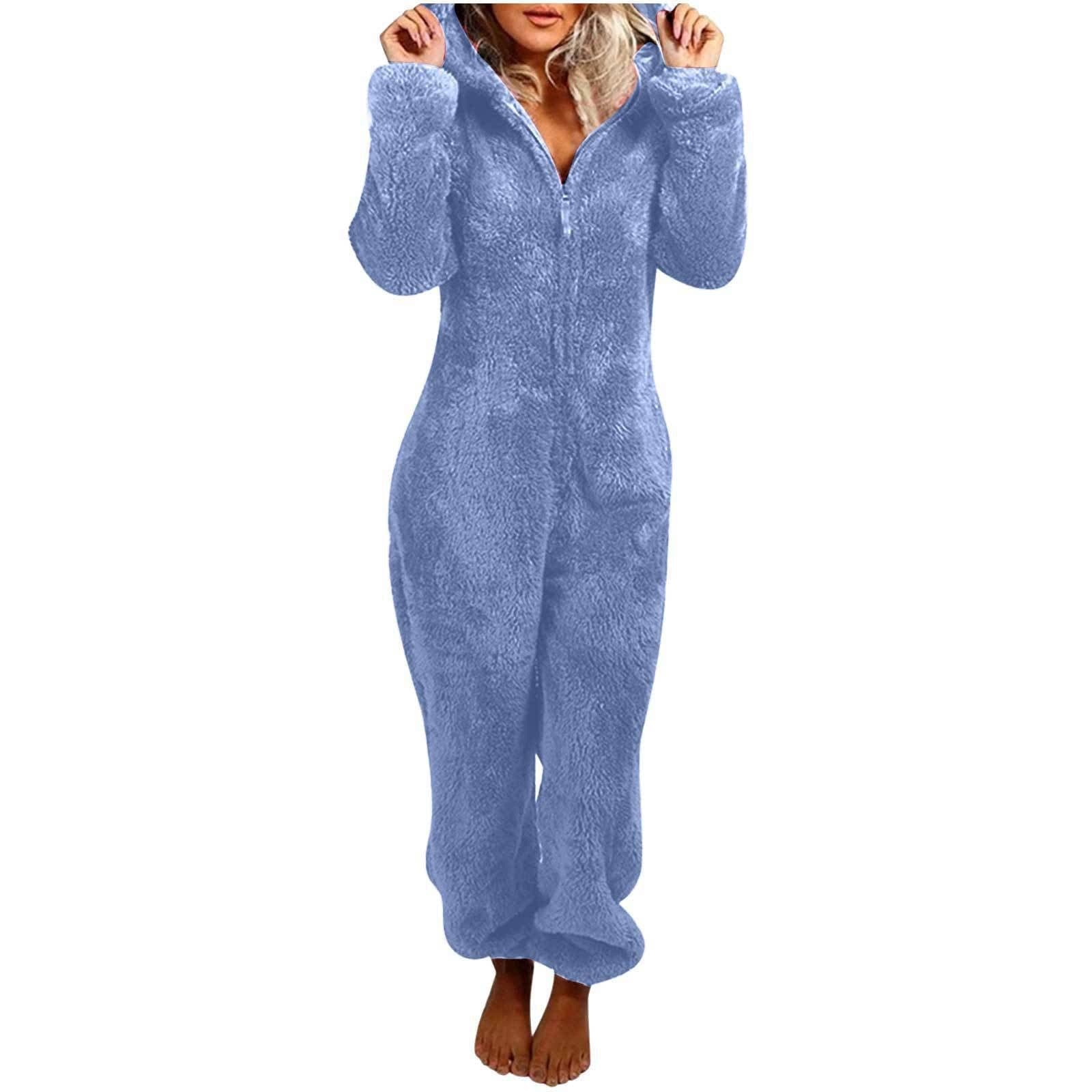 image-Women's Hooded Jumpsuit Fleece - Light Purple 5XL