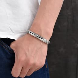 image-Sterling Silver Couple Bracelet - Retro Elegant 925 Silver Jewelry 20cm