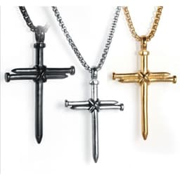 image-Alloy Cross Pendant Necklace - Gun Black Unisex