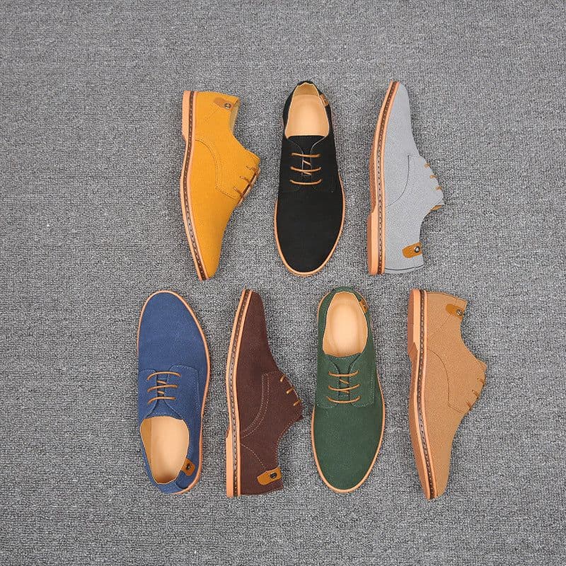 image-Men's Casual Shoes - Camel Suede Lace-Up Size 48