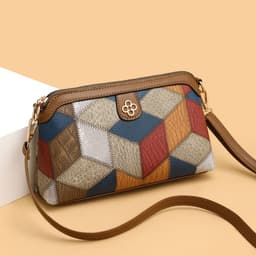 image-Bohemian Crossbody Bag - Gray Brown Retro PU Mini Shoulder Bag