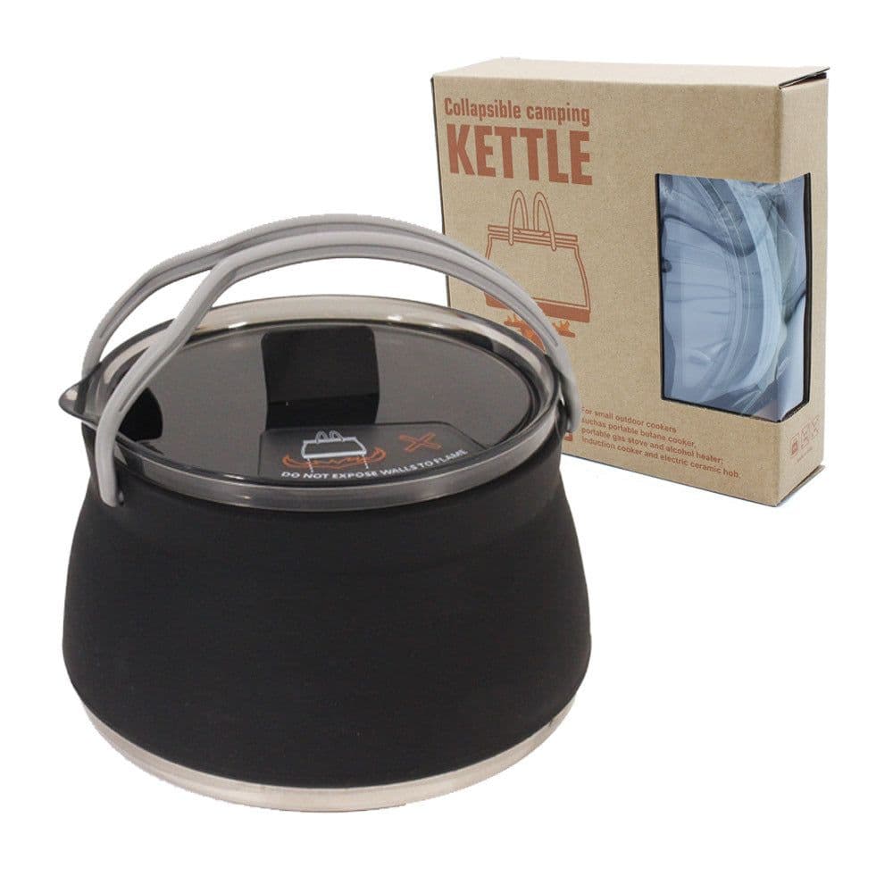 image-Camping Portable Silicone Folding Kettle - 1L Black