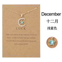 image-Birthstone Necklace - December Turquoise Star Moon
