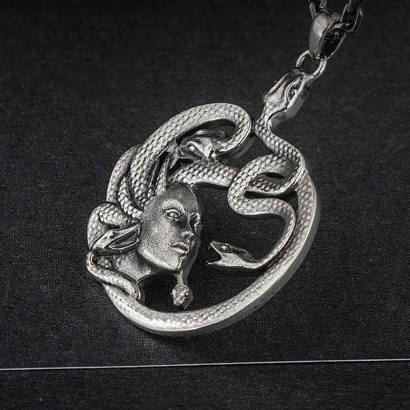 image-Medusa Snake Pendant Necklace - Copper Unisex Hip Hop
