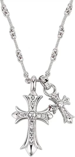 image-Crowe Necklace Cross Diamond Double Cross Pendant Gold-plated Men and Women Couple Necklace Sydney Same Style Jewelry