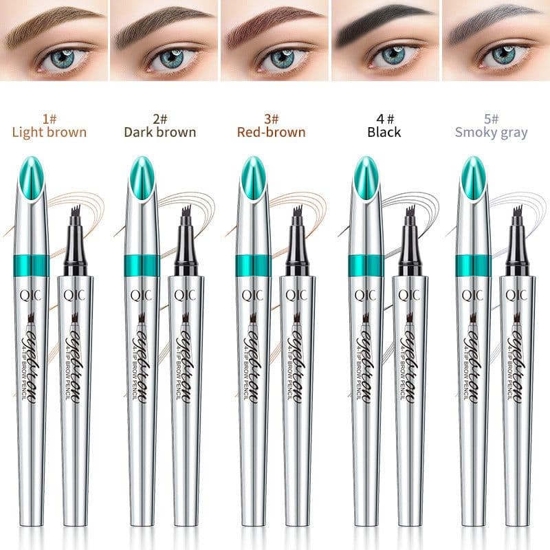 image-Cross-border QIC Japanese four-head eyebrow pencil imitation wild eyebrow waterproof non-smudge four-claw forked liquid eyebrow pencil
