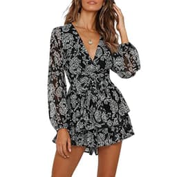 image-autumn and winter cross-border 2020 foreign trade new women's sexy V-neck dyed floral waist casual cocktail dress