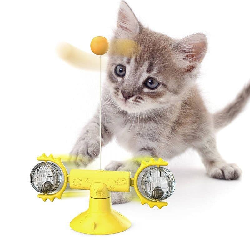 image-Meow Planet Spinning Cat Toy - Green Rotating Scratcher (65 characters)