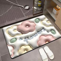 image-Bathroom Mat - Machine Washable Square Non-Slip Pad