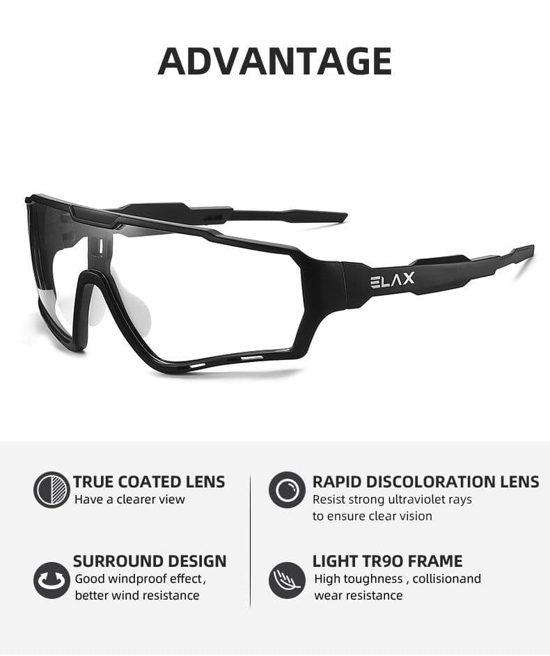 image-ELAX Cycling Glasses Color-Changing Windproof AP