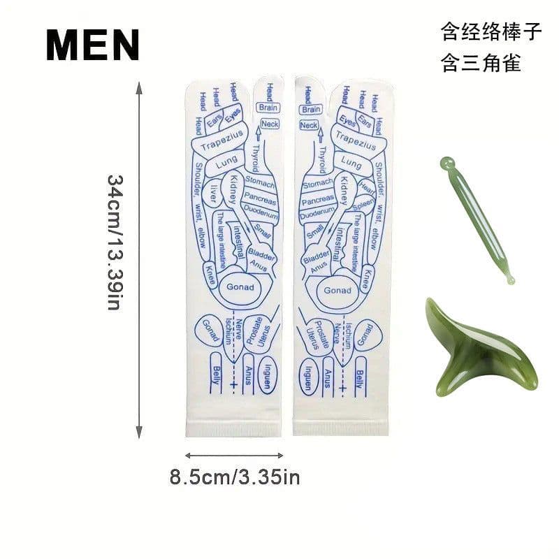 image-Cross-border Warp socks English acupuncture point socks meridian socks Chinese heritage massage socks spot