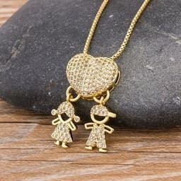 image-Children's Number Pendant Necklace - 18k Gold Plated Copper