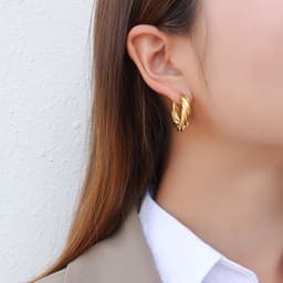 image-June Moshang Titanium Steel Earrings F435 - 18K Gold Plated