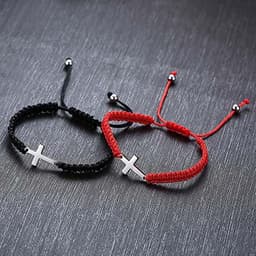 image-Stainless Steel Cross Bracelet Adjustable