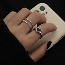 image-s925 sterling silver double-layer bamboo ring female chic cold wind retro minimalist design high-end opening index finger ring