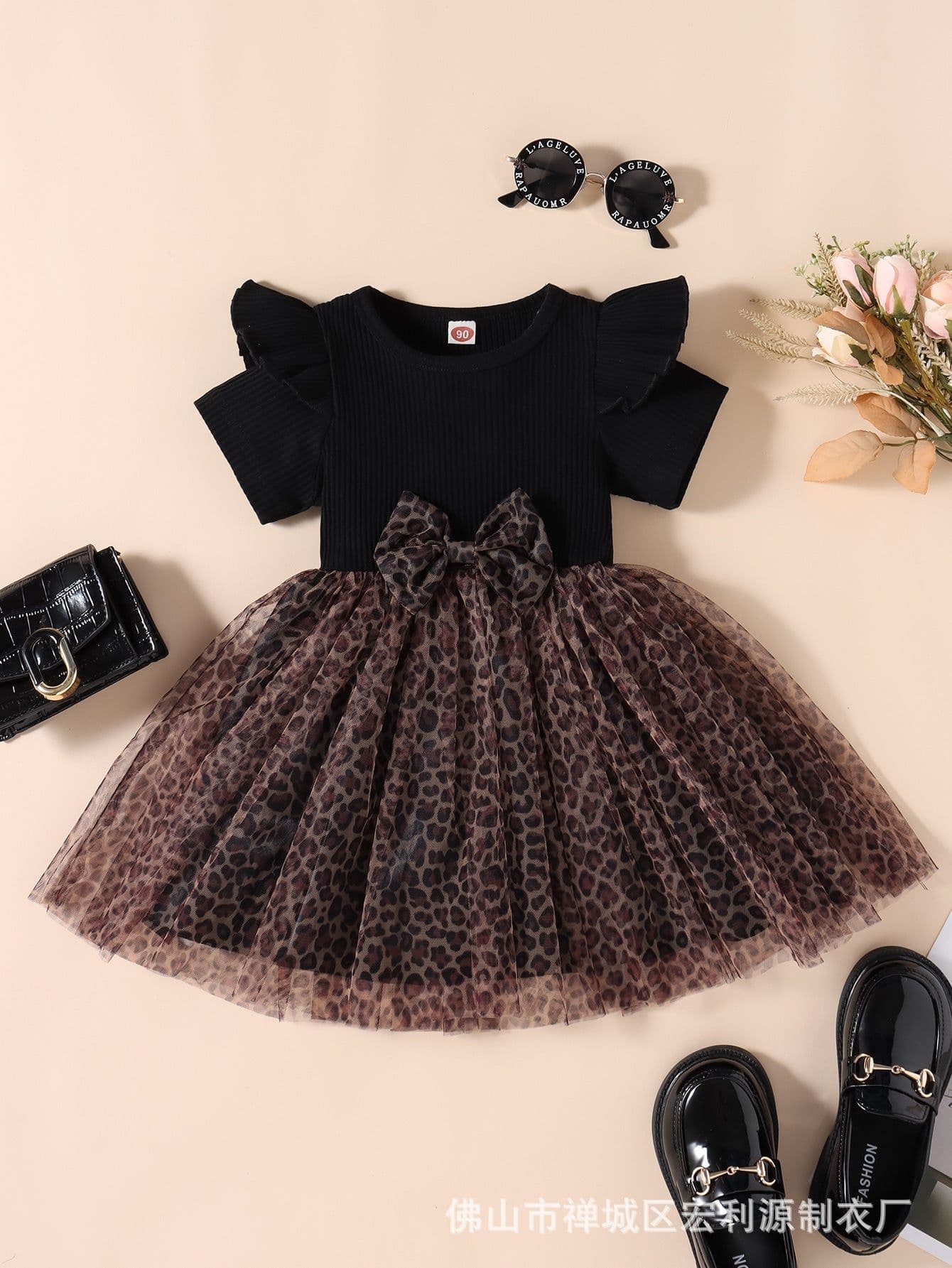 image-Black Mesh Kids Dress - Cotton Japanese Style