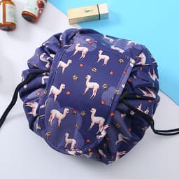 image-Rishang Cosmetic Bag - Navy Blue Flamingo Oxford