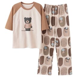 image-Women's Cotton Pajama Set - Cartoon Short Sleeve XXL