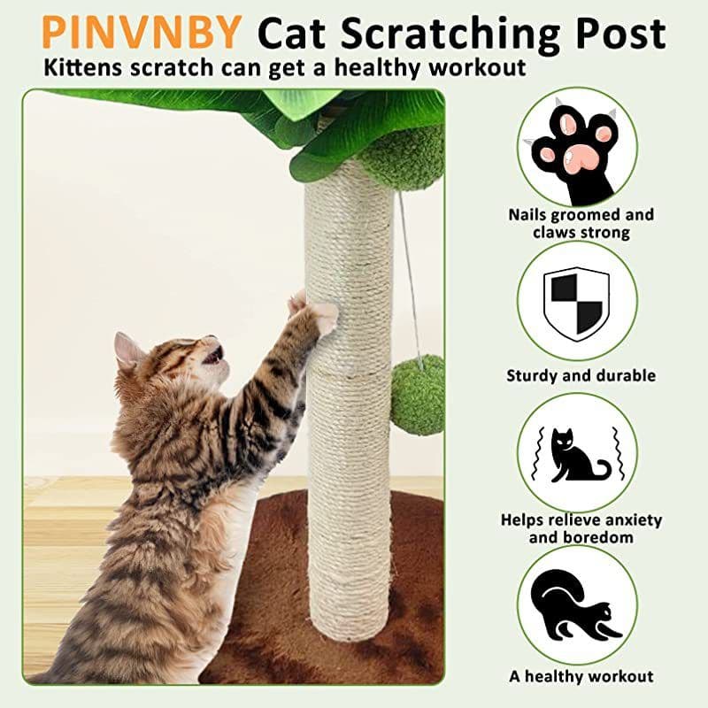 image-Cat Climbing Frame Sisal Scratching Toy Coconut Tree Climber - Claw Grinder