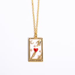 image-Electroplated real gold retro Tarot brand TAROT with drill dripping oil square brand necklace female ins high Zan Zan hot style