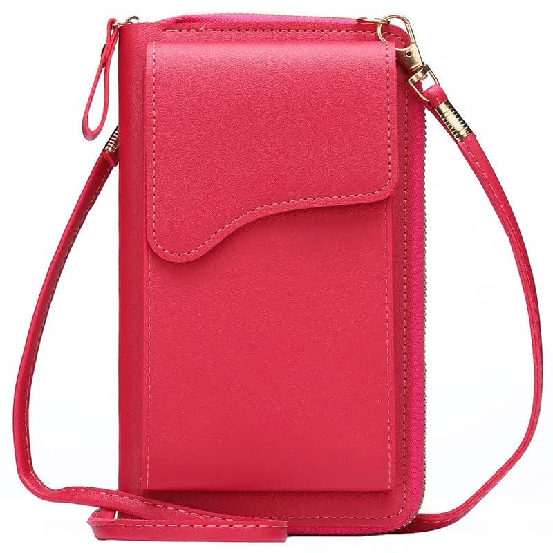 image-Light Purple PU Leather Phone Bag - Korean Style