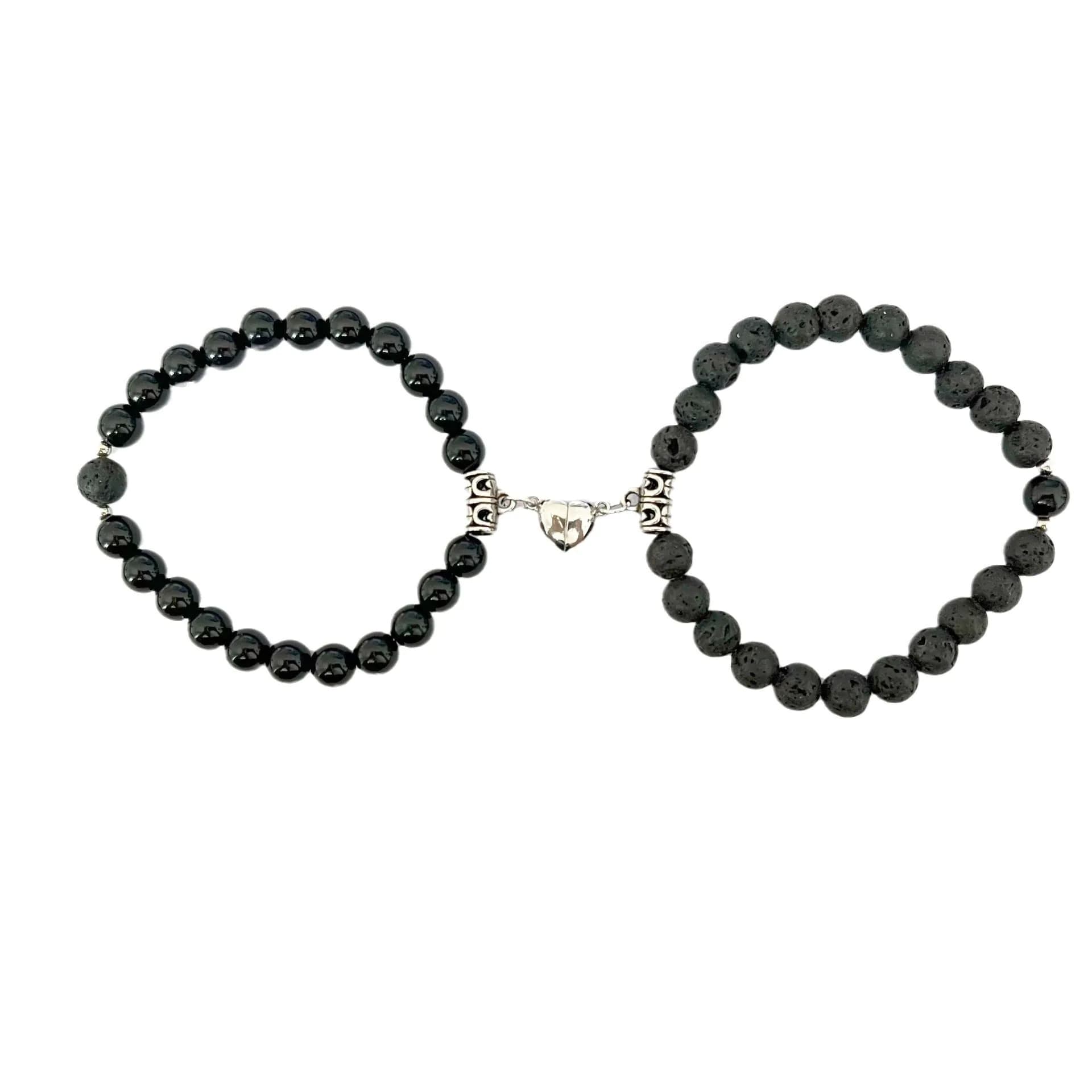 image-Turquoise Couple Bracelet - Magnetic Heart Charm Unisex