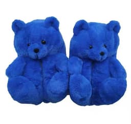 image-Cartoon Bear Plush Slippers - Large, South Korean Velvet, Dark Teddy Bear Shoes