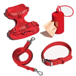 image-Waterproof Dog Harness - PVC Anti-Bite Dog Collar & Leash Brown Set