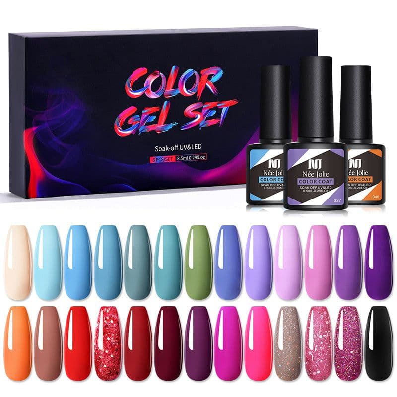 image-Nee Jolie UV Gel Nail Polish Set - 6 Colors 8.5ml