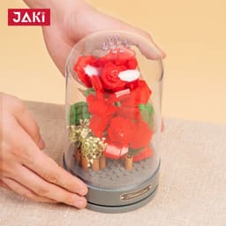 image-Jiaqi Music Box Building Blocks Rose 200-400pcs Toy Ornaments JK2675