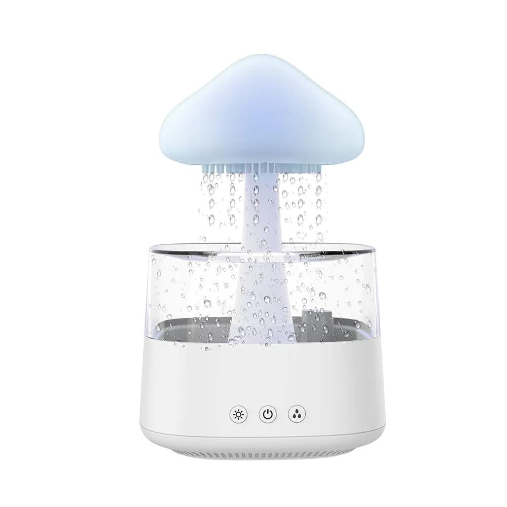 image-Mushroom Cloud Humidifier Household Heavy Fog Volume Capacity Household Bedroom Lamp Rain Drops Cross-Border Wood Grain Essential Oil Aromatherapy Machine
