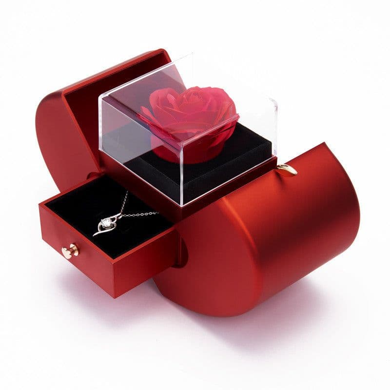 image-Jewelry Gift Box with Rose - 130mm Corrugated Paper