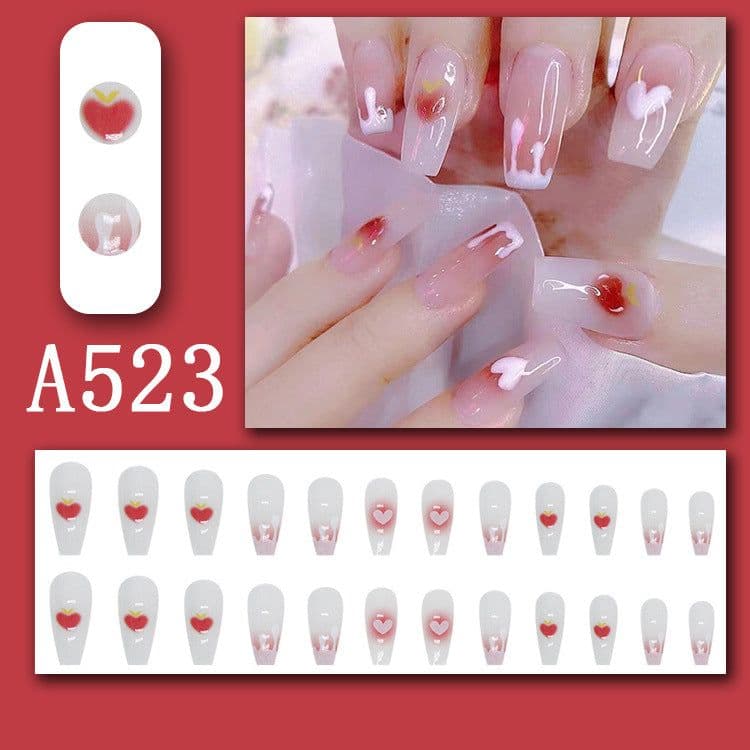 image-Summer fresh, sweet and cool style manicure, wearable nail pieces, French line blending, removable fake nail pieces, finished products wholesale