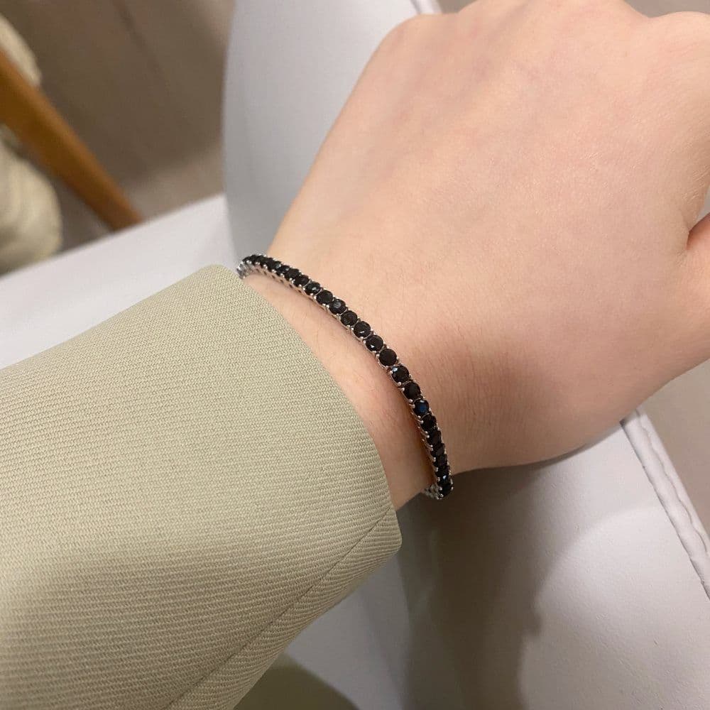 image-Sterling Silver 925 S925 Tennis Chain Bracelet - Geometry Zircon Fashion Jewelry for Women