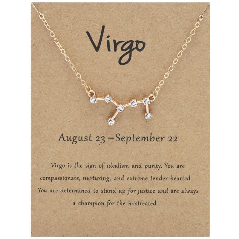 image-Yulu 12-Constellation Diamond Necklace Alloy Clavicle Chain - Brown