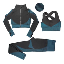 image-Hua Er Yuan Yoga Running Set - Blue Three-Piece Slim Fit, XL