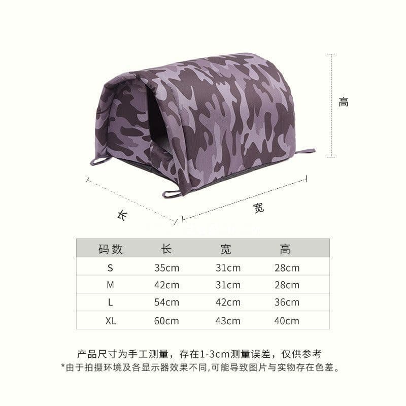 image-Meow Outdoor Rainproof Cat Kennel - Warm Oxford Cloth - Gray Camouflage - S-XL