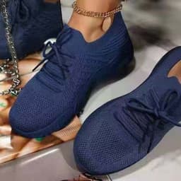 image-Women's Khaki Lace-Up Mesh Sneakers Size 43