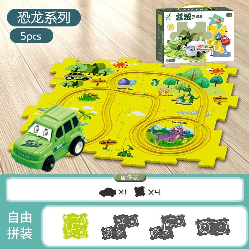 image-Children's Puzzle Track Car Electric DIY Toy