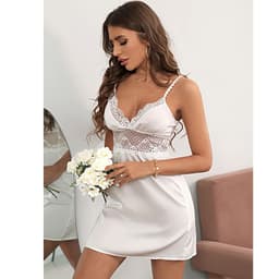 image-Black Lace Women's Nightdress V-Neck Sleeveless
