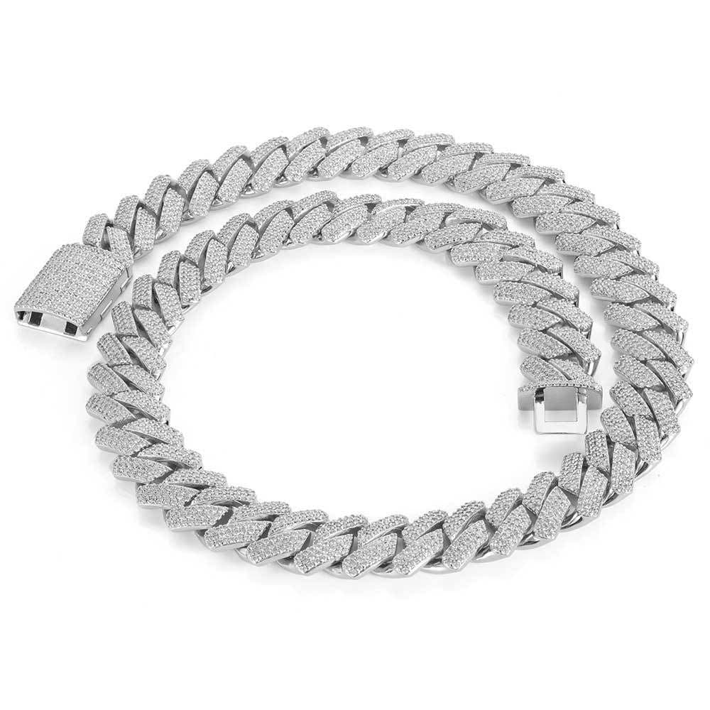 image-Europe and the United States 20mm diamond-studded hip-hop Cuban chain necklace HIPHOP street fashion full of zircon men's large gold chain