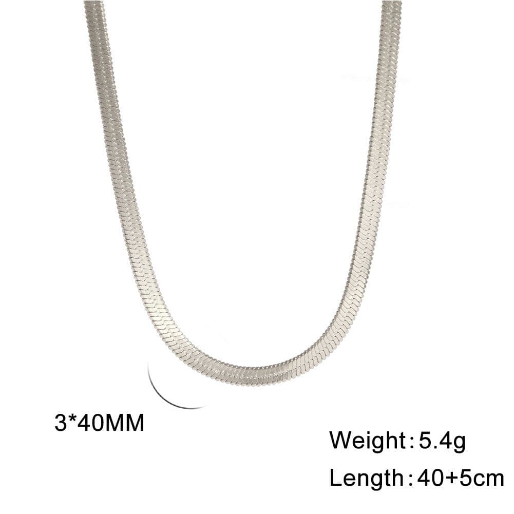 image-Stainless Steel Snake Chain Necklace Unisex 41-50cm