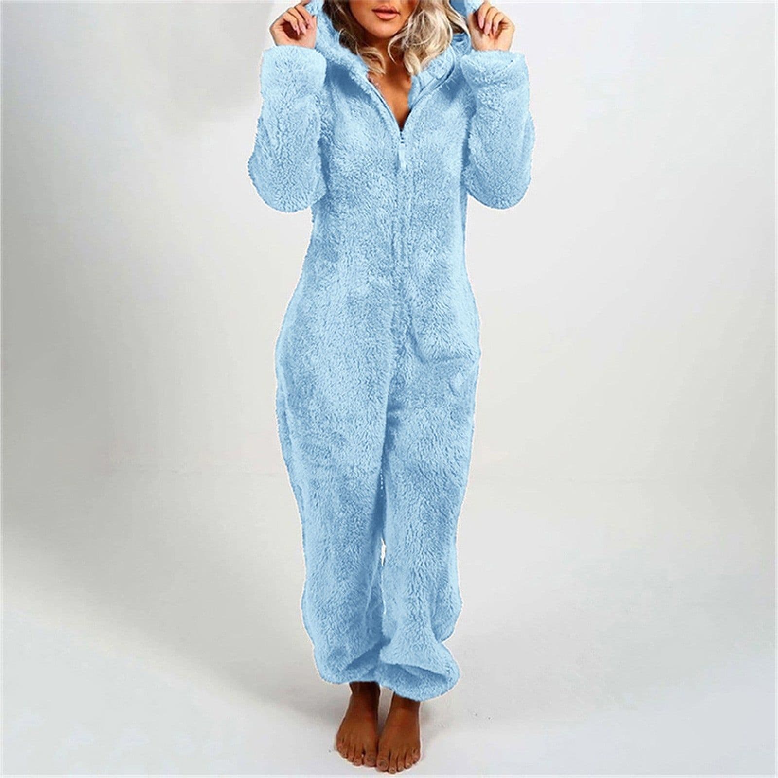 image-Women's Hooded Jumpsuit Fleece - Light Purple 5XL