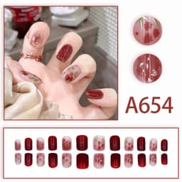 image-Autumn and winter gentle and pure desire simple style wearable manicure patches short, medium and long style white removable fake nail patches
