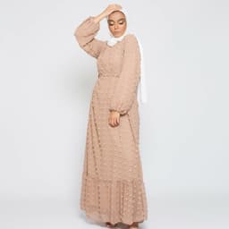 image-M136#LAZADA Foreign trade cross-border women's dress three-dimensional jacquard Muslim Middle East mopping dress