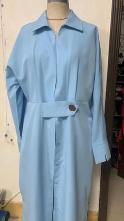 image-Lai Yuan Women's A-Line Dress - Lake Blue Long Sleeve