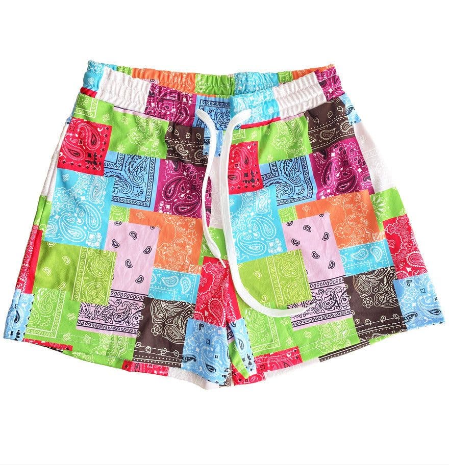 image-Finsenland European Summer Casual Pants - Paisley Print Shorts, XXXL